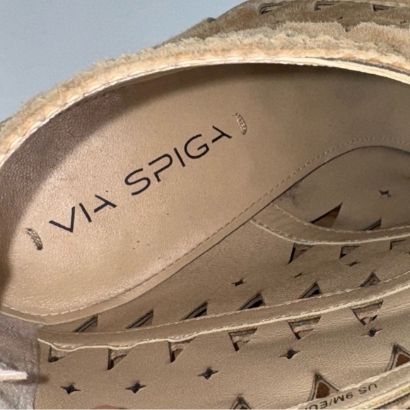 NEW Via Spiga Latanya Wedge peep toe Tan Size 9 - Picture 8 of 13